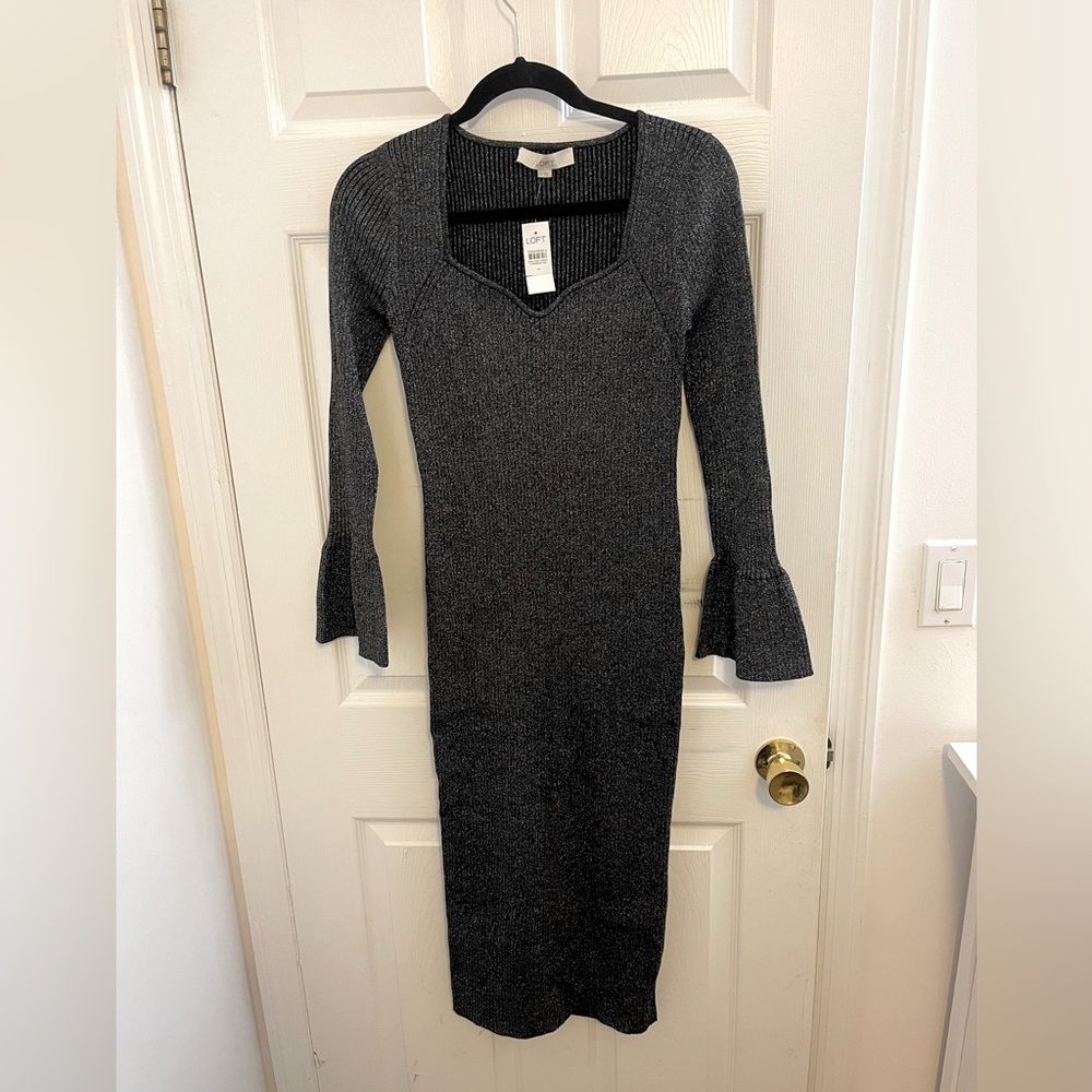NWT Loft glitter midi sweater dress goth grunge festive dark romantic